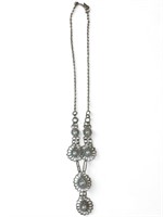 Flower w/Pearl Silver Necklace 9.1g 925