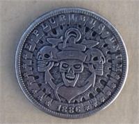 Hobo Style Art Coin 1 1/2"  3 Skulls