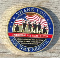 Military Challenge Coin 1 1/2"  Veterans