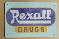 Rexall Drug Tin Sign 8" X 12"