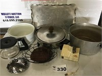 POTS, TRAY, COFFEE POT