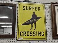 METAL "SURFER CROSSING" SIGN