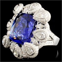 17.56ct Tanzanite & 3.50ctw Diam Ring in 18K Gold