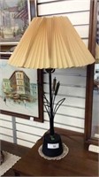 "CAT TAILS" TABLE LAMP WITH PLEATED SHADE,