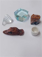 Leather Like Lizard Head, Elephant Figure, Clear