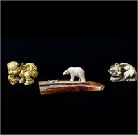 Lot of Ivory Netsuke’s and Small Ivory Sculpture