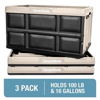 WF577  CleverMade 16 Gal Storage Bins, Tan