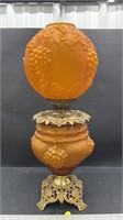 Amber Satin Glass Oil Lamp with Drop In Font