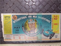 Indy 500 Ticket 45th Race 1961