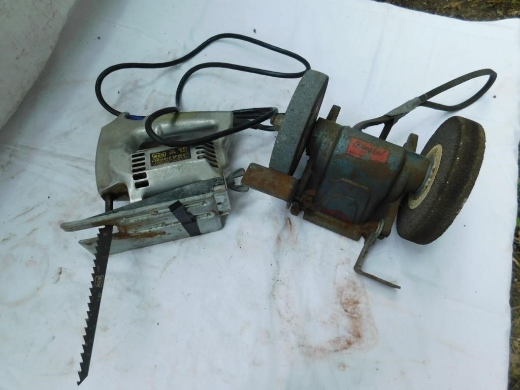 Jigsaw (works) and belt driven grinder