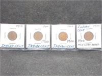 4- 1900 Indian Head Pennies