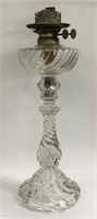 Oil Lamp With Clear Glass Swirl Base
