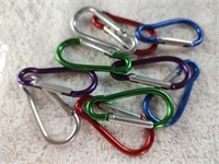 10 PC Aluminum Key Ring Set - vibrant Carabiner