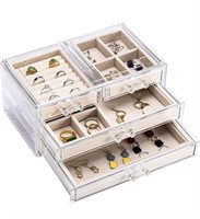 New Acrylic Jewelry Box with 4 Drawers, Clear