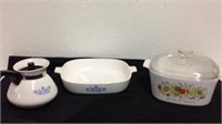 Corning ware vintage baking dishes and teapot