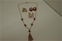 Cosmetic Necklace and 3 Earring Sets