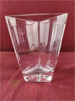 Vase glass triangle 8.5 " tall