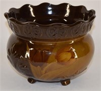 Antique Brown Glaze Pottery Jardiniere