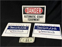 3 Plastic Danger & SecurityLink Signs