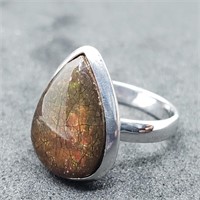 $300 Sterling Silver Ammolite Ring HK27-16