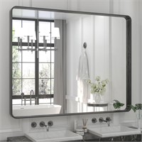 TETOTE 48x40 Black Bathroom Vanity Mirror