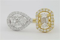 $ 5200 .70 Ct 2 Tone Pear & Oval Diamond Ring