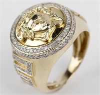 10K YELLOW GOLD MENS VERSACE STYLE RING