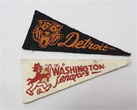 (2) 4" Vintage Felt Pennants: Washington, Detroit