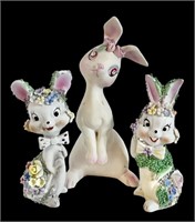 Three Kitschy Easter Bunnies