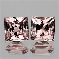 Natural Princess Peach Pink Morganite Pair [Flawle