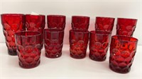 Set of 6, 12oz ruby red tumblers (imperial?), 5