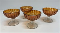 4 carnival glass sherbert cups