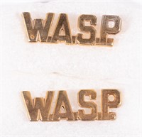 WWII STERLING W.A.S.P. COLLAR INSIGNIA PINS (2)