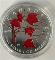 2004 1 Oz Silver Colored Maple Leaf $5 Coin