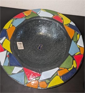 Large Colorful Art Glass Centerpiece Bowl