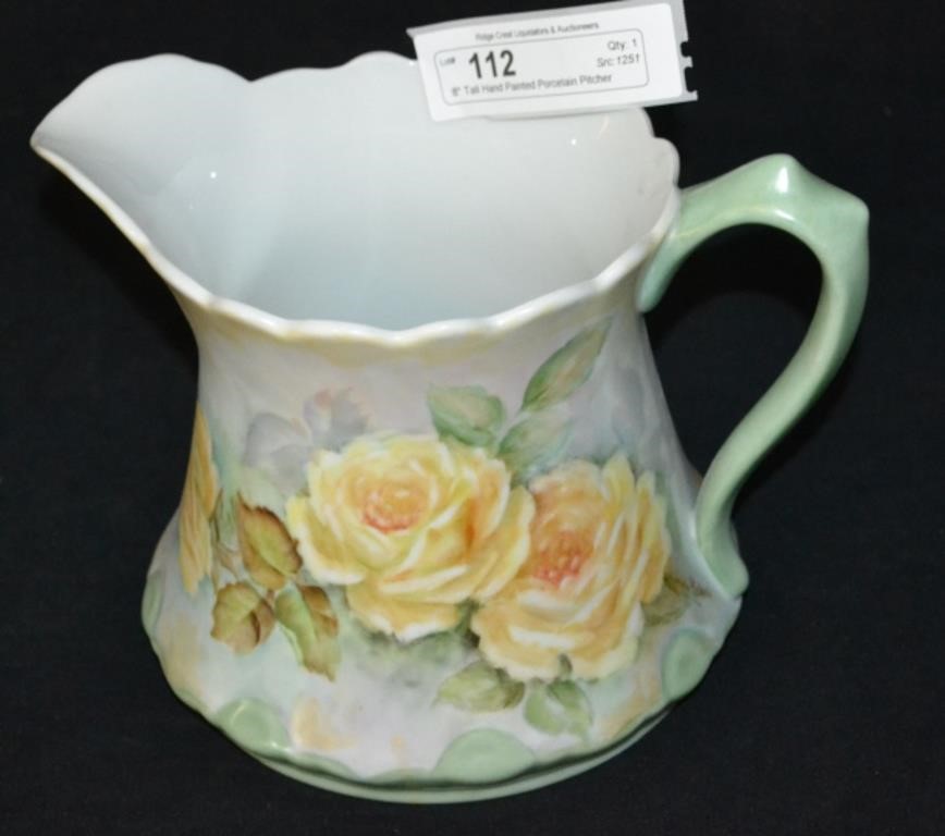 8" Tall Hand Painted Porcelain Pitcher