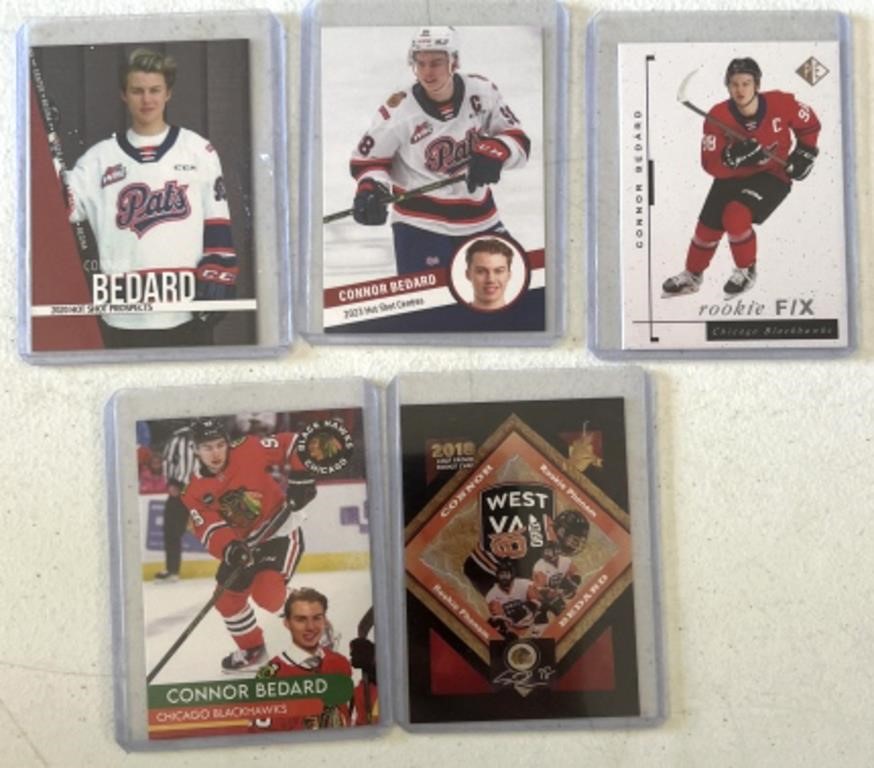 5 Connor Bedard rookie hockey cards
