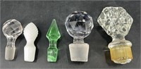 5 Antique Glass Stoppers Some Uv Reactive