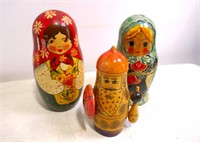 3 Wooden Russian Nesting  Dolls