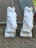 2 Horse Head Statues