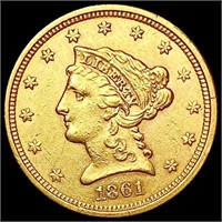 1861 New Rev $2.50 Gold Quarter Eagle
