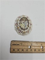 Vintage West Germany White Enamel Flower Brooch