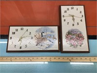 Vtg. ceramic tile handmade clocks