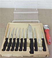 Kitchen Knife Set, Ice Cream Scoop, Wire Organizer