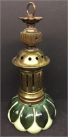Vintage Brass Glass Hanging Light