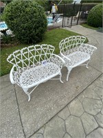 (2) White Iron Chairs (Backyard)