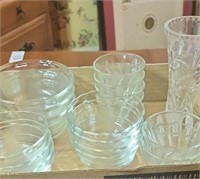 Group of Pyrex glass and a vase