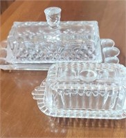 Pair of glass butter dishes