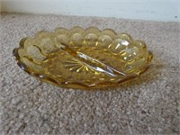 E2) Amber colored glass dish