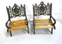 Pair Miniature Cast Benches